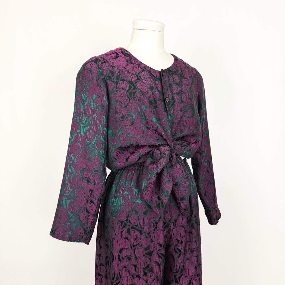 Vintage Metallic Jacquard Woven Top & Bottom Coord Set | Size S/M